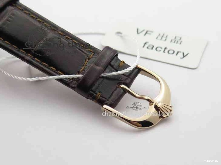 Brown On VF Date Best Cellini Dial A3165 White Strap RG Stick Markers Leather Edition 0104